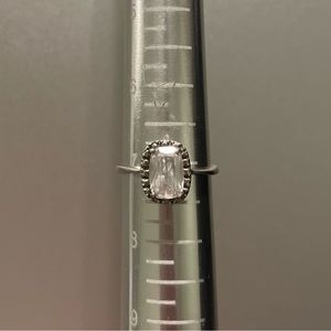 Radiant Cut Sterling Silver Crystal Ring